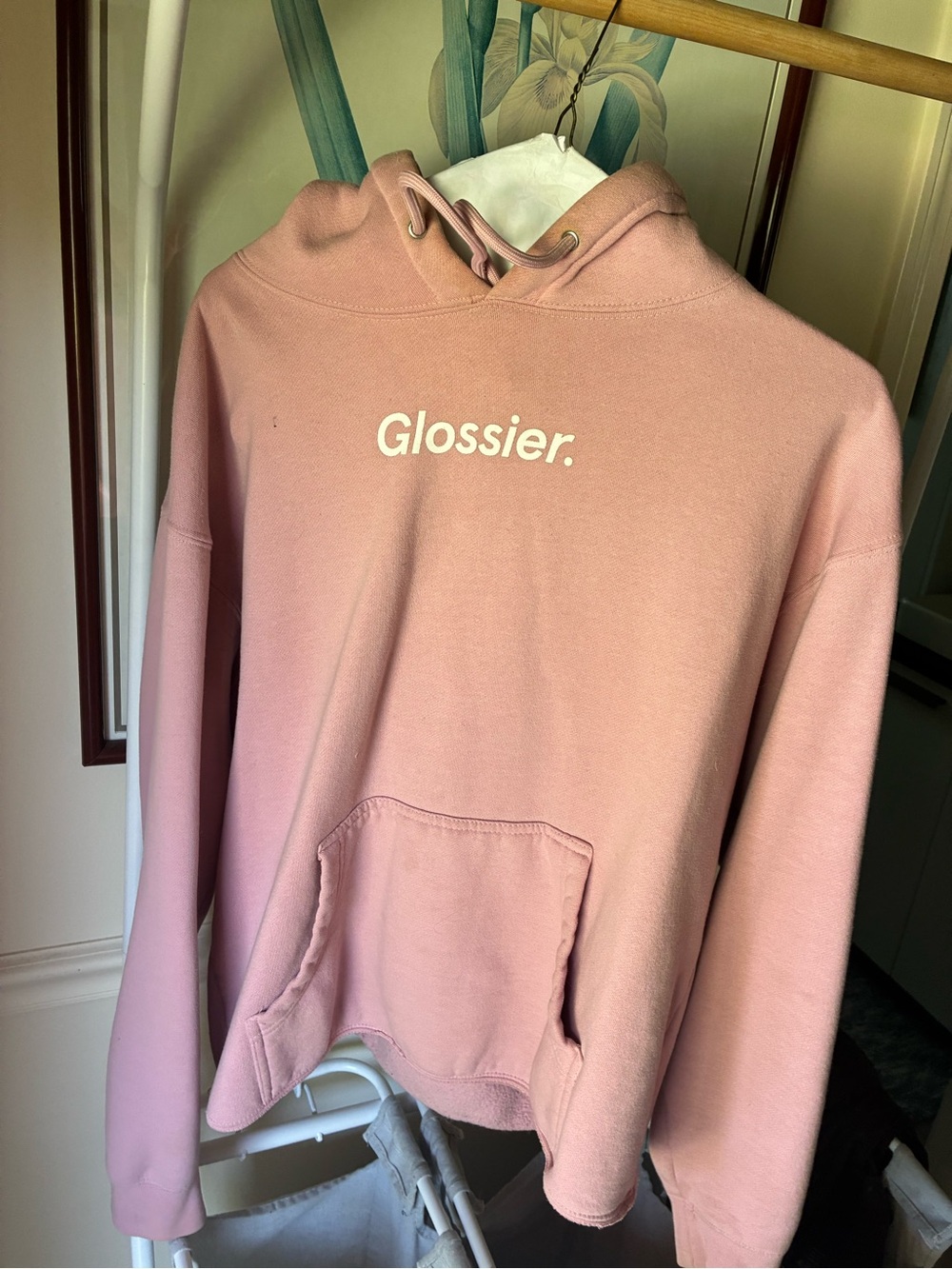 Glossier Dusty Pink Logo Hoodie Sweatshirt
